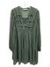 Zara Size M Dark Green Polyester V Neck Textured Long Sleeve Ruffle Detail Dress Dark Green / M
