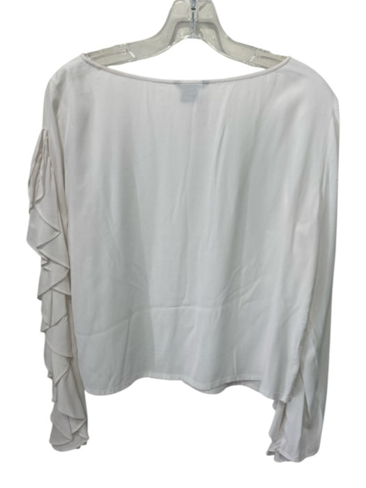 Club Monaco Size M White Missing Fabric Tag Wide Neck Long Ruffle Sleeve Top White / M