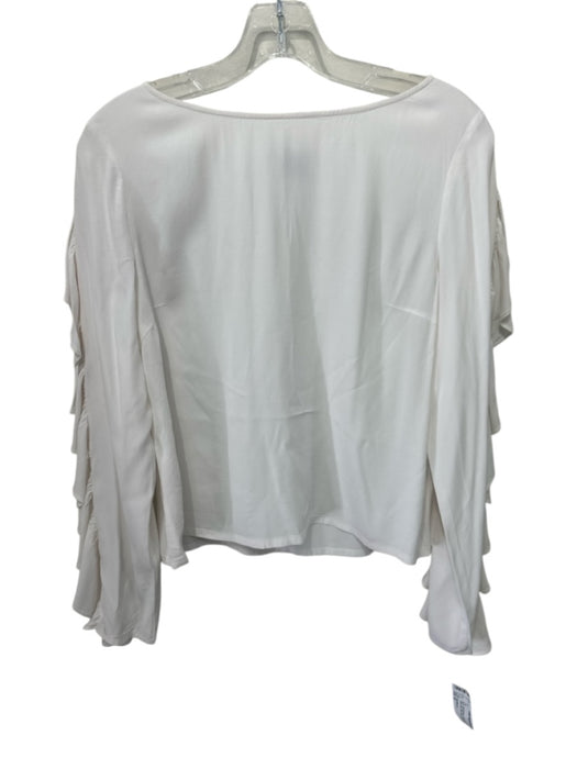 Club Monaco Size M White Missing Fabric Tag Wide Neck Long Ruffle Sleeve Top White / M