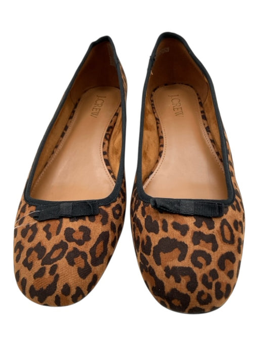 J. Crew Shoe Size 8 Brown & Black textile upper Leopard Print Bow Applique Pumps Brown & Black / 8