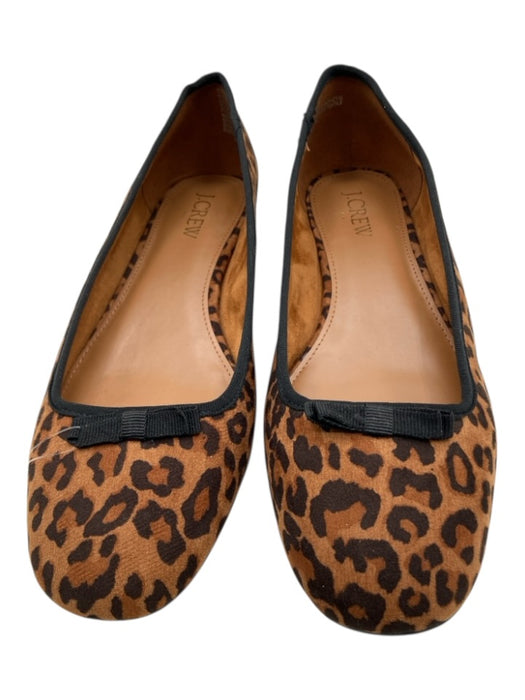J. Crew Shoe Size 8 Brown & Black textile upper Leopard Print Bow Applique Pumps Brown & Black / 8