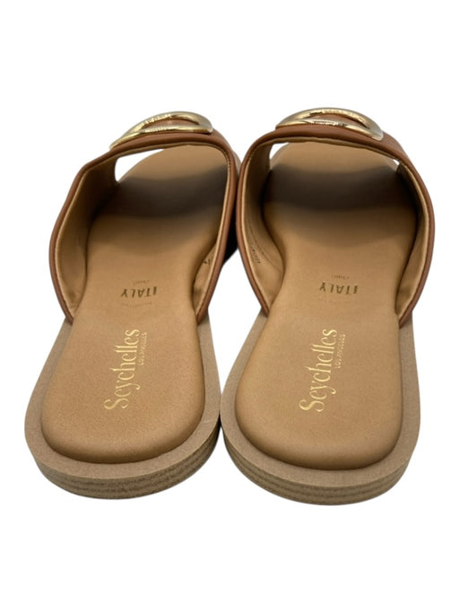 Seychelles Shoe Size 8.5 Tan & Gold Leather Upper Metal Accent Slide Sandals Tan & Gold / 8.5