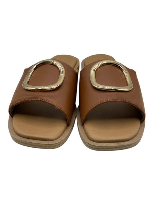 Seychelles Shoe Size 8.5 Tan & Gold Leather Upper Metal Accent Slide Sandals Tan & Gold / 8.5