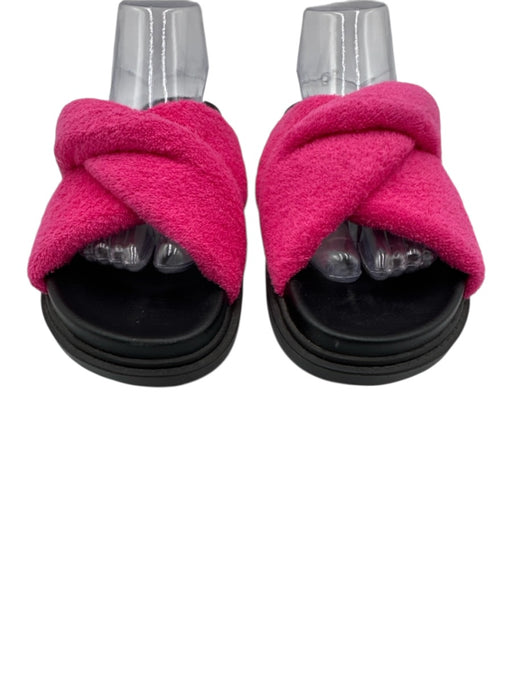 Maeve Shoe Size 9 Black & Pink Terry Cloth Rubber Criss Cross Slide Sandals Black & Pink / 9