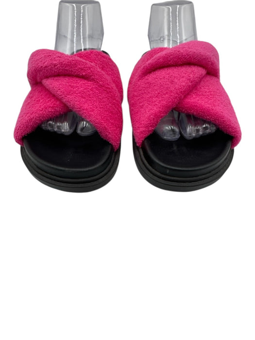 Maeve Shoe Size 9 Black & Pink Terry Cloth Rubber Criss Cross Slide Sandals Black & Pink / 9
