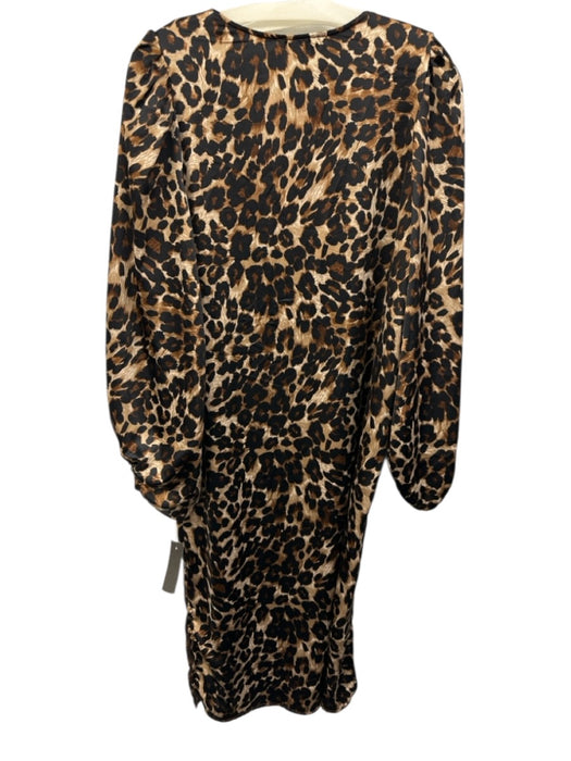 Karlie Size Est M Mixed Brown Polyester Long Sleeve Leopard V Neck Kaftan Dress Mixed Brown / Est M