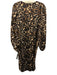 Karlie Size Est M Mixed Brown Polyester Long Sleeve Leopard V Neck Kaftan Dress Mixed Brown / Est M