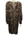 Karlie Size Est M Mixed Brown Polyester Long Sleeve Leopard V Neck Kaftan Dress Mixed Brown / Est M