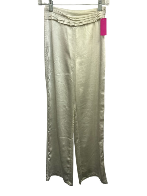 Vici x Emily Travis Size XS White Polyester Pleated Waist Wide Leg Pants White / XS