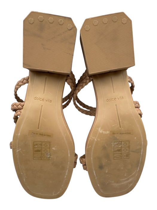 Dolce Vita Shoe Size 5.5 Tan Leather Braid strap Block heel Sandals Tan / 5.5