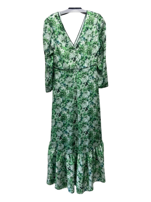 Antonio Melani Size 6 Green Print Polyester Floral Double V Long Sleeve Dress Green Print / 6