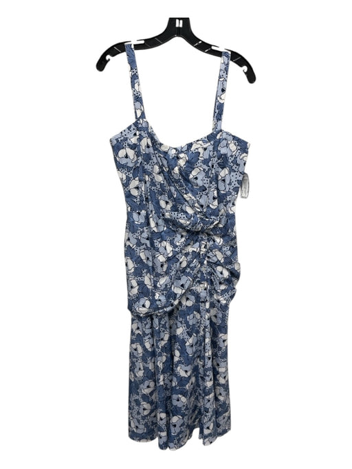 Veronica Beard Size 12 Blue & White Cotton Shoulder Straps Button Up Dress Blue & White / 12