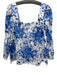 Tuckernuck Size M Blue & White Cotton Shirred Floral Puff Shoulder Top Blue & White / M