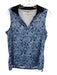 Tuckernuck Size M Blue Polyester Floral Collar Sleeveless V Neck Top Blue / M
