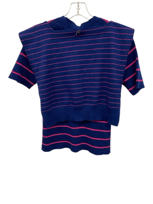 Derek Lam 10 Crosby Size M Navy & Pink Cotton Blend Crew Neck Striped Top Navy & Pink / M