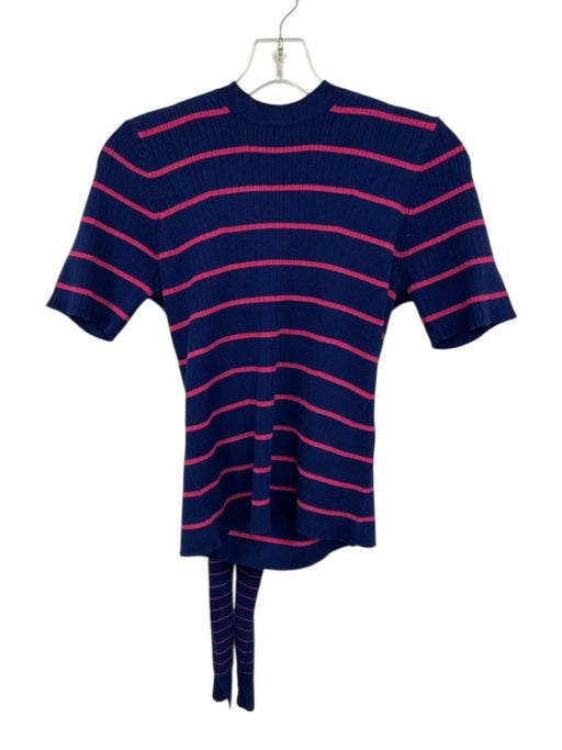 Derek Lam 10 Crosby Size M Navy & Pink Cotton Blend Crew Neck Striped Top Navy & Pink / M