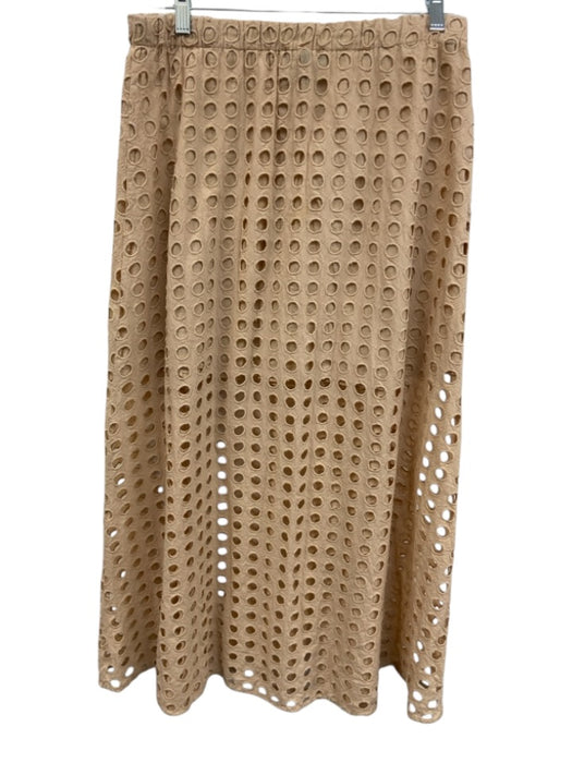 Tuckernuck Size M Beige Cotton Elastic Waist Circular cut-out pattern Skirt Beige / M