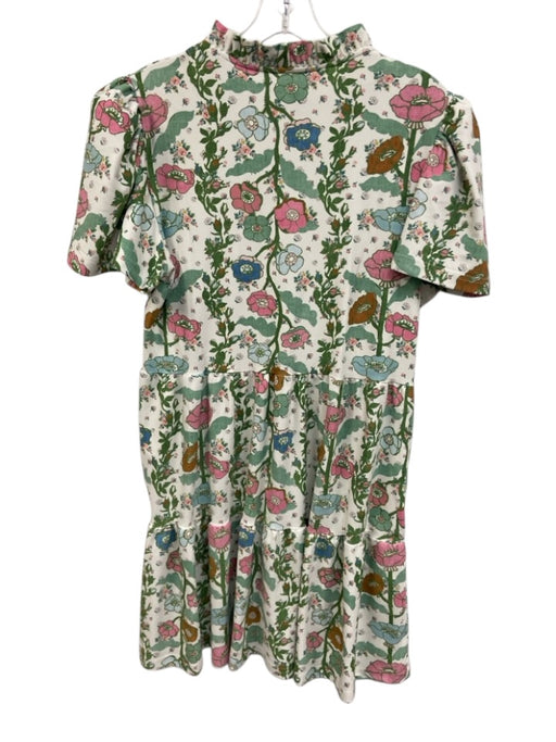 Smith & Quinn Size M White, Green & mutli Polyester Blend Ruffle Neck Dress White, Green & mutli / M