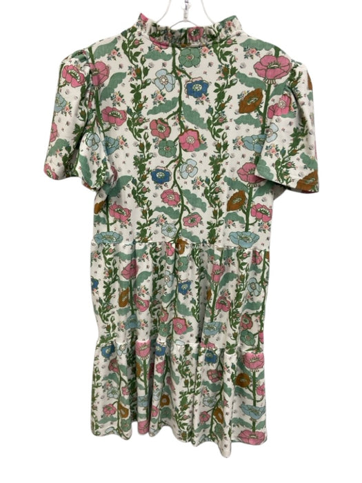 Smith & Quinn Size M White, Green & mutli Polyester Blend Ruffle Neck Dress White, Green & mutli / M