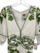 Farm Rio Size S Green & White Cotton Blend Back Zip Floral Print V Neck Dress Green & White / S