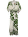 Farm Rio Size S Green & White Cotton Blend Back Zip Floral Print V Neck Dress Green & White / S
