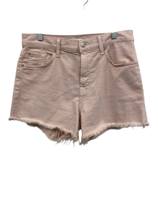 For All Mankind Size 28 Pink Denim Button & Zip Raw Hem Pockets Shorts Pink / 28