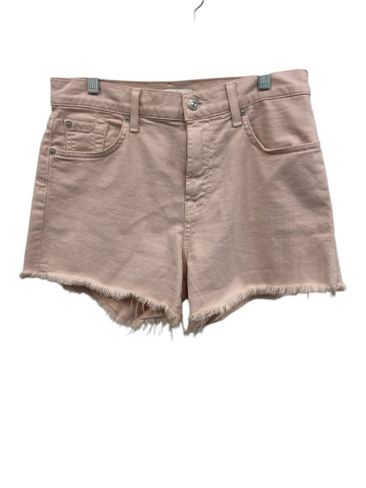 For All Mankind Size 28 Pink Denim Button & Zip Raw Hem Pockets Shorts Pink / 28