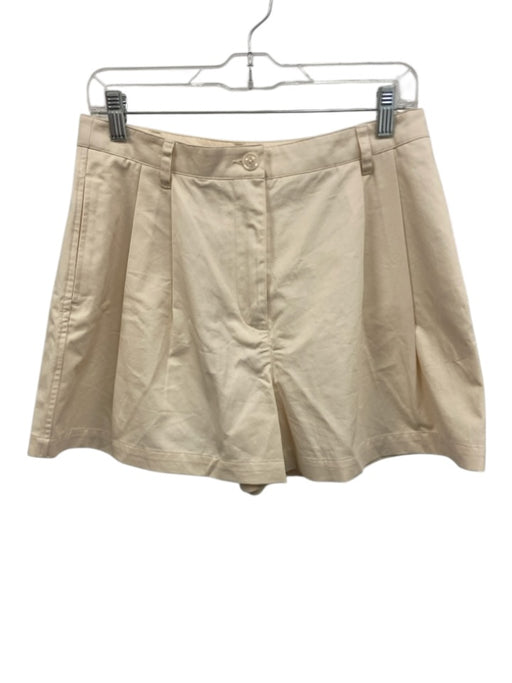 Solid & Striped Size M Beige Cotton Button & Zip Pleated Accent Pockets Shorts Beige / M
