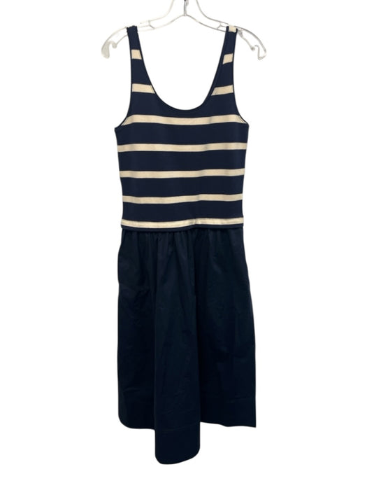 Tanya Taylor Size S Navy & white Cotton Sleeveless Striped Scoop Neck Midi Dress Navy & white / S