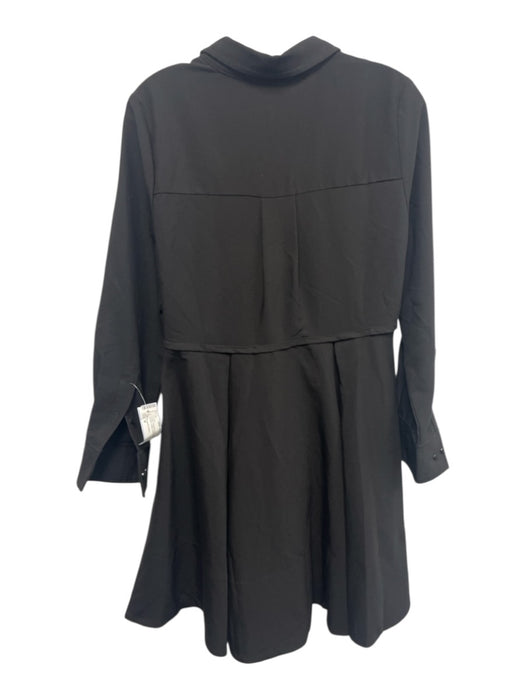 Pomander Place Size M Black Polyester Blend Long Sleeve 1/2 Button Collar Dress Black / M