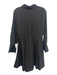 Pomander Place Size M Black Polyester Blend Long Sleeve 1/2 Button Collar Dress Black / M