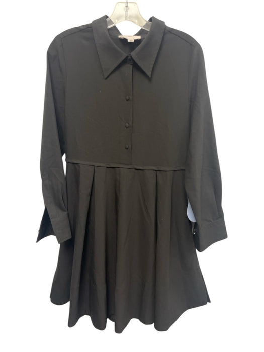 Pomander Place Size M Black Polyester Blend Long Sleeve 1/2 Button Collar Dress Black / M