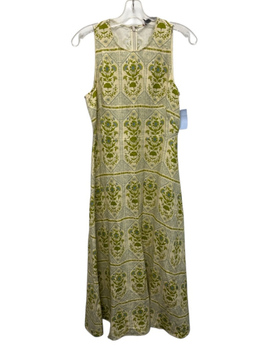 Hunter Bell Size 6 Beige, Green, Blue Linen & Rayon Sleeveless Floral Midi Dress Beige, Green, Blue / 6
