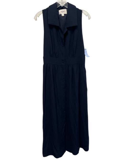 Pomander Place Size M Navy Rayon & Polyester Sleeveless Button Up Collar Dress Navy / M