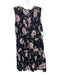 Rebecca Taylor Size 8 Navy & Multi Silk Blend Sleeveless Floral Button Up Dress Navy & Multi / 8