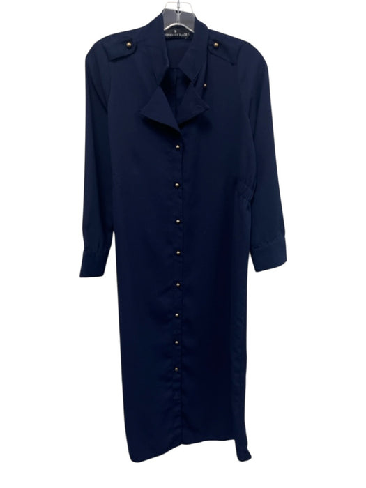 Pomander Place Size S Navu Blue & Orange Polyester Long Sleeve Button Up Dress Navu Blue & Orange / S