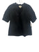 Tuckernuck Size S Black Cotton Short Sleeve Split Neck pleats Top Black / S