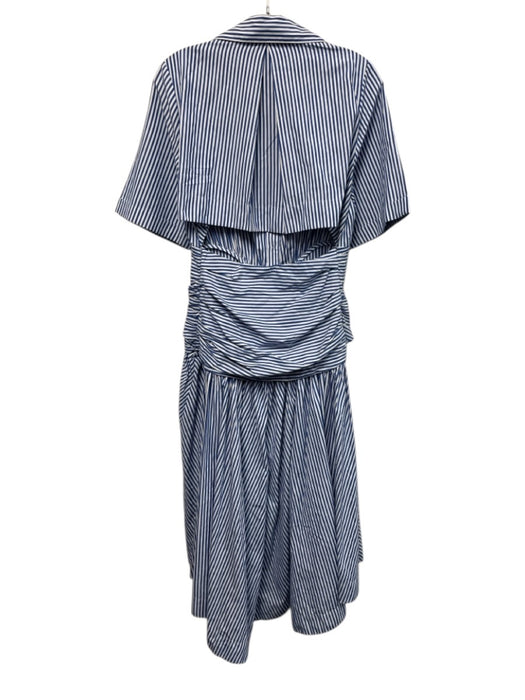 Rosie Assoulin Size 6 Blue & White Cotton Striped Short Sleeve Button Up Dress Blue & White / 6