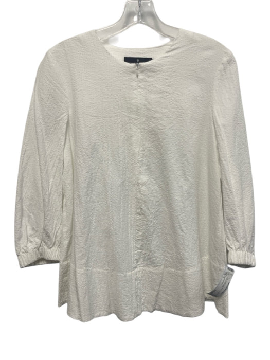 Pomander Place Size M White Cotton Long Sleeve 1/4 Zip Textured Top White / M