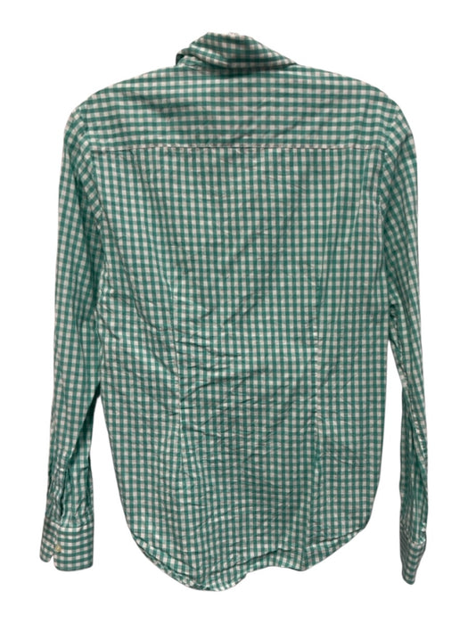 The Shirt Rochelle Behrens Size M Green & White Cotton Gingham Long Sleeve Top Green & White / M