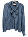 Antoinette Poisson Size 38 Medium Wash Cotton Denim Long Sleeve Tie Neck Top Medium Wash / 38