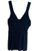 Burberry Size S Navy Viscose Sleeveless V Neck Pleated Flowy Top Navy / S
