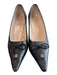 Chanel Shoe Size 38 Black Leather Pointed Toe Bow Detail Gold Logo Shoes Black / 38