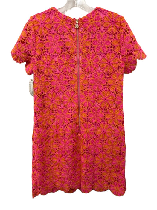 Lilly Pulitzer Size S Pink & Orange Acrylic Blend Short Sleeve Knit Floral Dress Pink & Orange / S