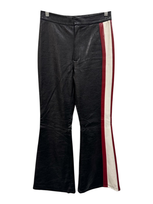 Cynthia Rowley Size 2 Black & Red Polyurethane & Cotton Stripe Bell Bottom Pants Black & Red / 2