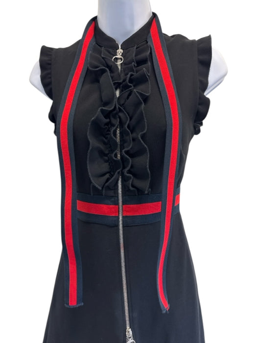 Gucci Size XS Black Viscose Blend web Ruffles Sleeveless Neck Tie Dress Black / XS