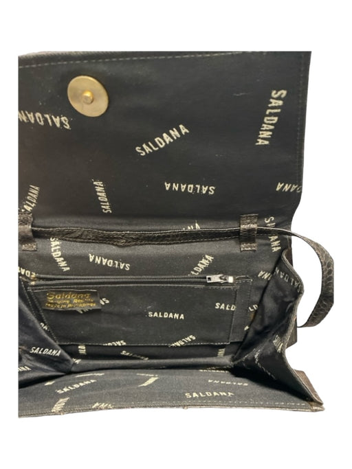 Saldana Brown Leather Reptile Fold Over Shoulder Strap Inside Pockets Bag Brown