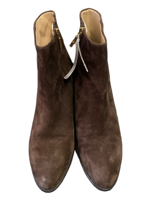 J Mclaughlin Shoe Size 8 Brown Suede Bootie Style Side Zip Block Heel Shoes Brown / 8