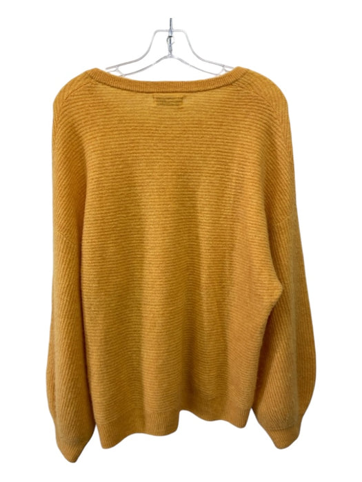 Naadam Size M Yellow Cashmere Knit Crew Neck Ribbed Trim Balloon Sleeve Sweater Yellow / M