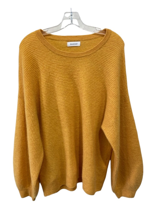 Naadam Size M Yellow Cashmere Knit Crew Neck Ribbed Trim Balloon Sleeve Sweater Yellow / M